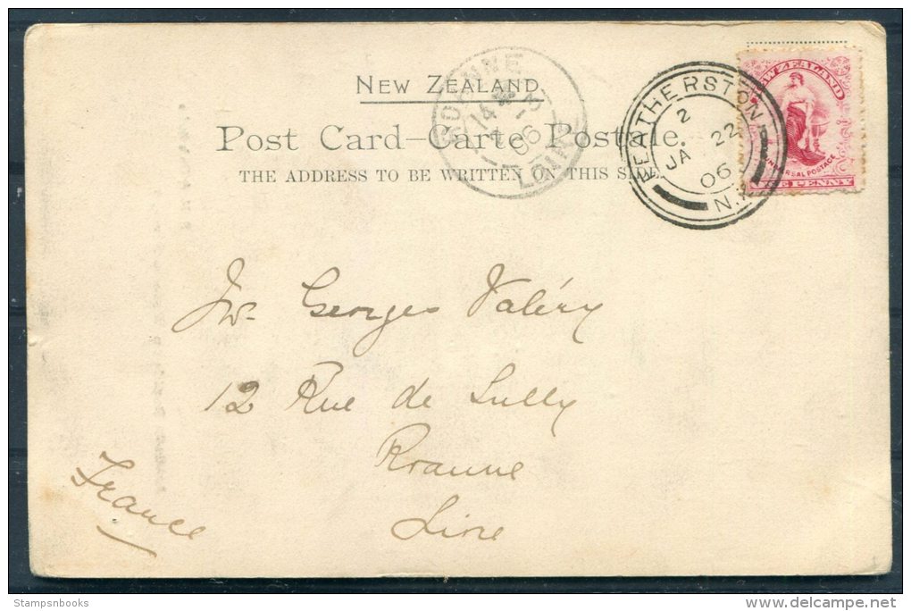 1906 New Zealand Aratiatia Rapids, Waikato River Postcard Featherston - Roanne, France - Lettres & Documents