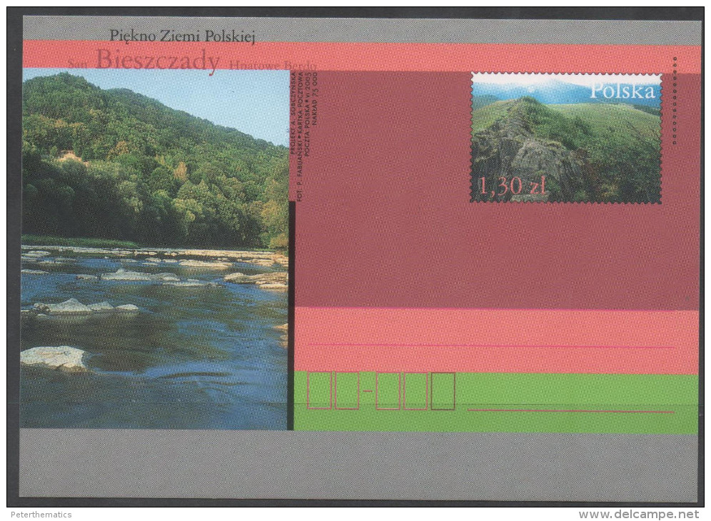 POLAND, 2005, POSTAL STATIONERY, MINT,MOUNTAINS, RIVERS, TREES,  PREPAID POSTCARD - Géographie