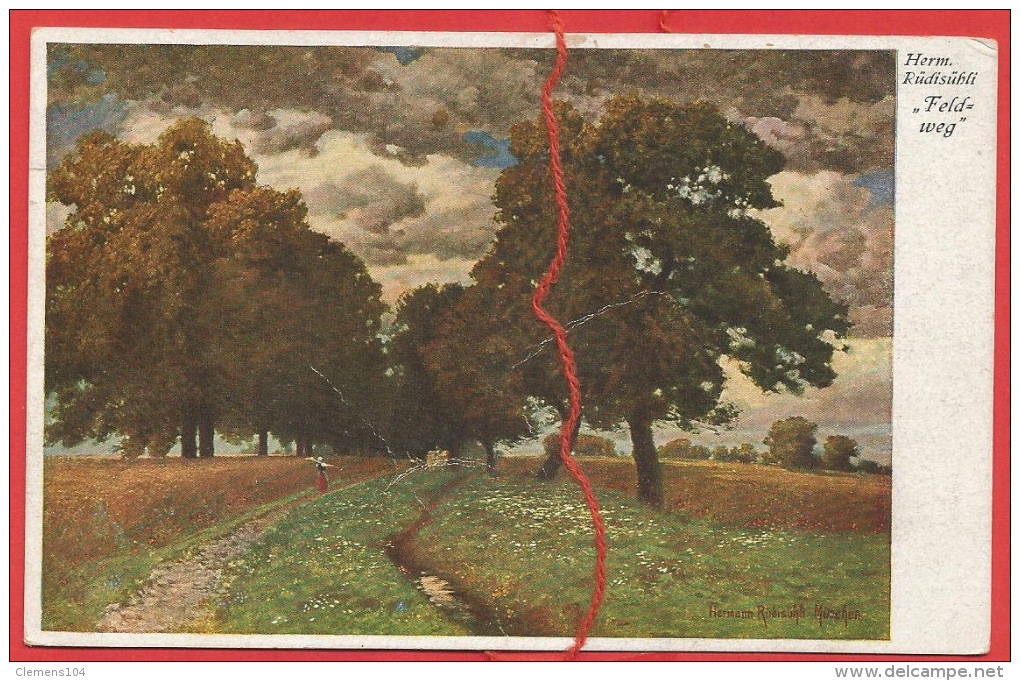 Künstlerkarte Feldweg , Herm. Rüdisühli - 1900-1949