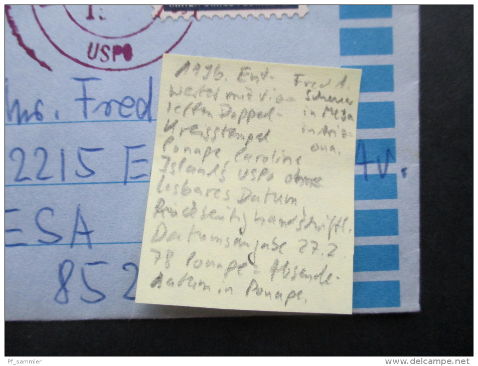 USA / Ponape Caroline Islands US Trust Territory. Aerogramme / Luftpostbeleg. Pan Am. Toller Beleg!!
