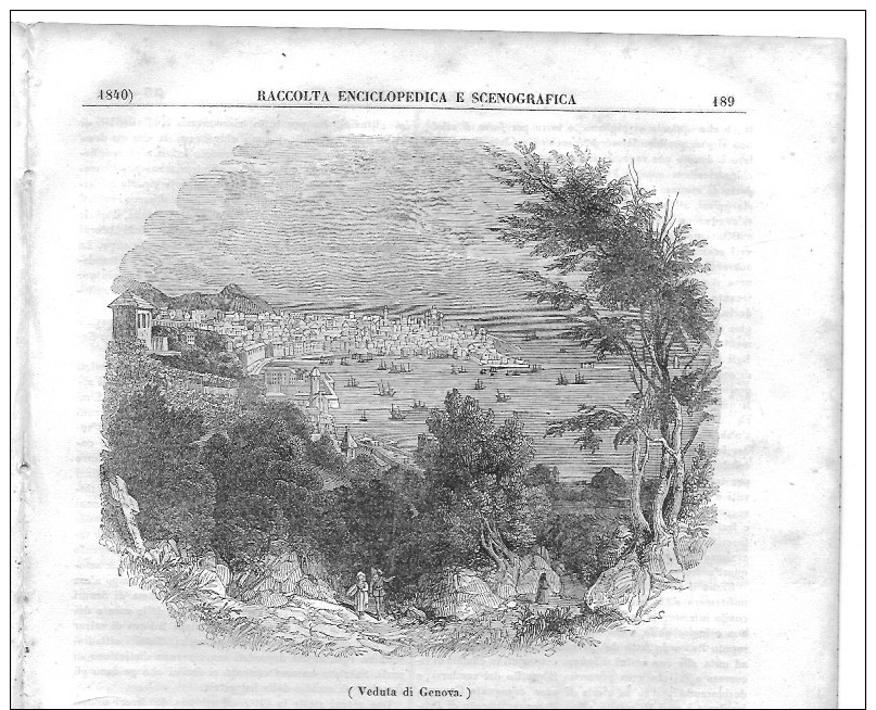 Rivista Del 1840   Splendida Veduta Panoramica Di GENOVA - Altri & Non Classificati