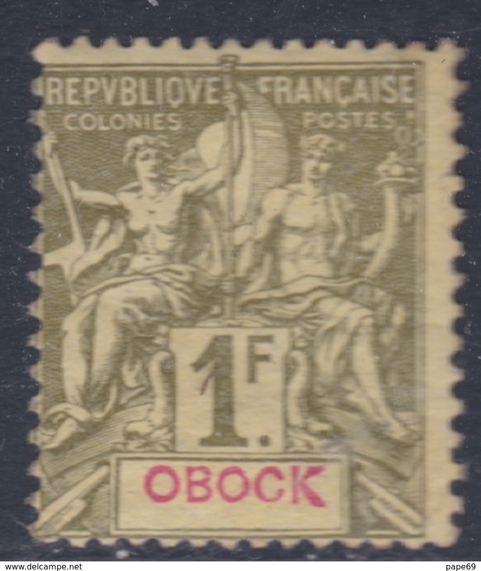 Obock N° 44 X  Type Groupe : 1 F. Olive, Trace De Charnière, Léger Clair Sinon TB - Unused Stamps