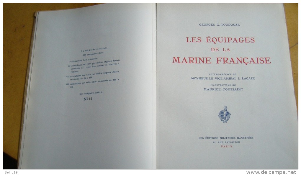 Les équipages De La Marine Française ( Ex Sur Pur Chiffon Filigrané Marais N° 244 / 455 ) - Boats