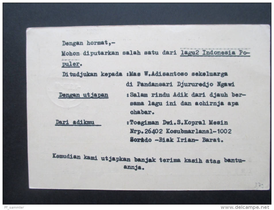 Indonesien 1970 Provinz Irian Barat Michel Nr. 5 West Irian. Bedarf!! Biak. Marinepoststempel Posal.Seltene Verwendung!! - Indonesia