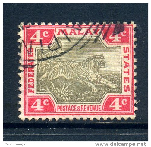 Malaysia - Federated Malaya States - 1900-01 Tiger - 4c Grey-brown & Carmine - Wmk. Crown CA - Used (SG 17b) - Federated Malay States