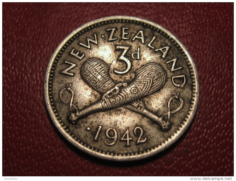 Nouvelle Zélande - New Zealand - 3 Pence .1942 George VI - Avec Point, Rare 6408 - Neuseeland