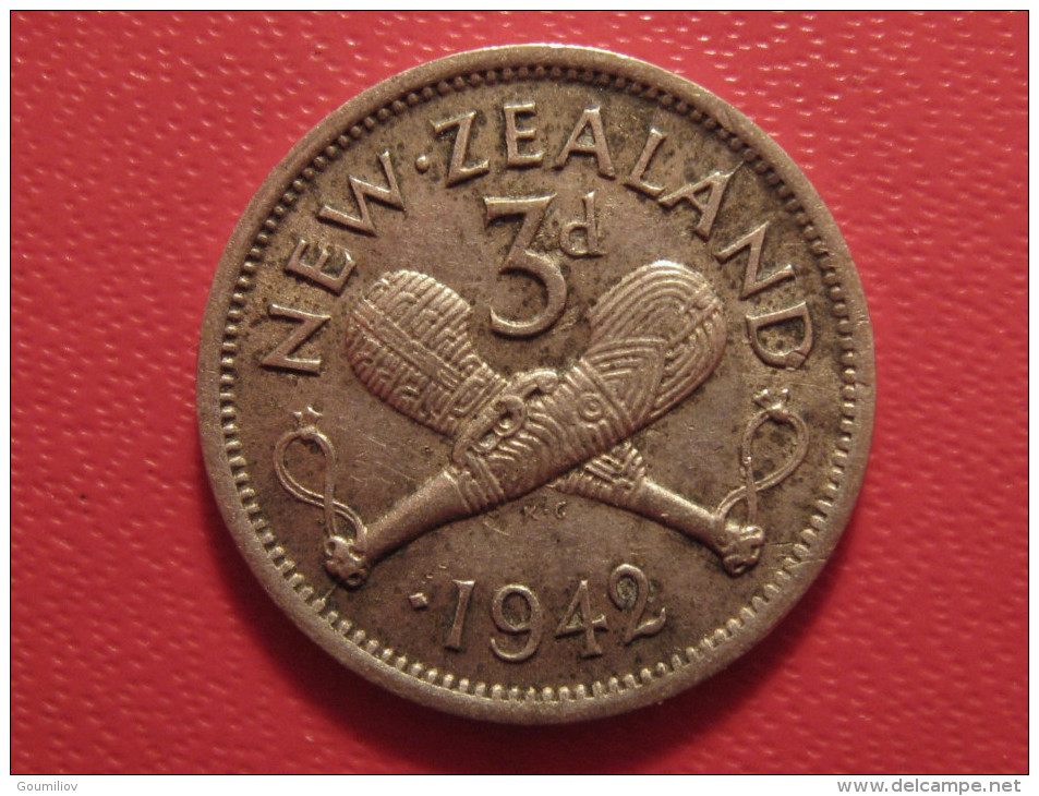 Nouvelle Zélande - New Zealand - 3 Pence .1942 George VI - Avec Point, Rare 6408 - Nieuw-Zeeland
