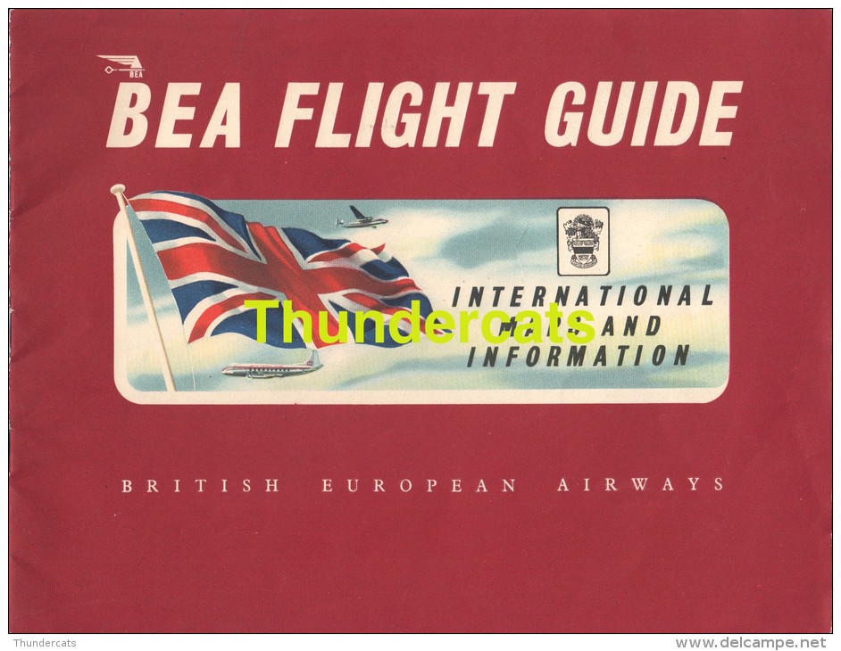 VINTAGE FOLDER MAGAZINE BEA FLIGHT GUIDE BRITISCH EUROPEAN AIRWAYS PUB ADVERTISING BP DUNLOP PETROLEUM - Revistas De Abordo