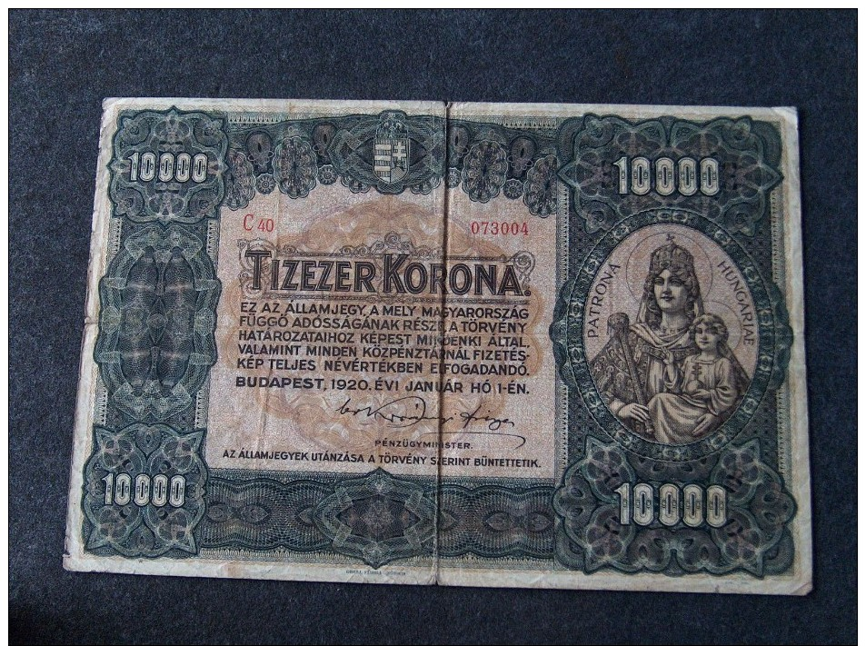 Hungary 1920 10000 Korona P#68. - Jugoslavia