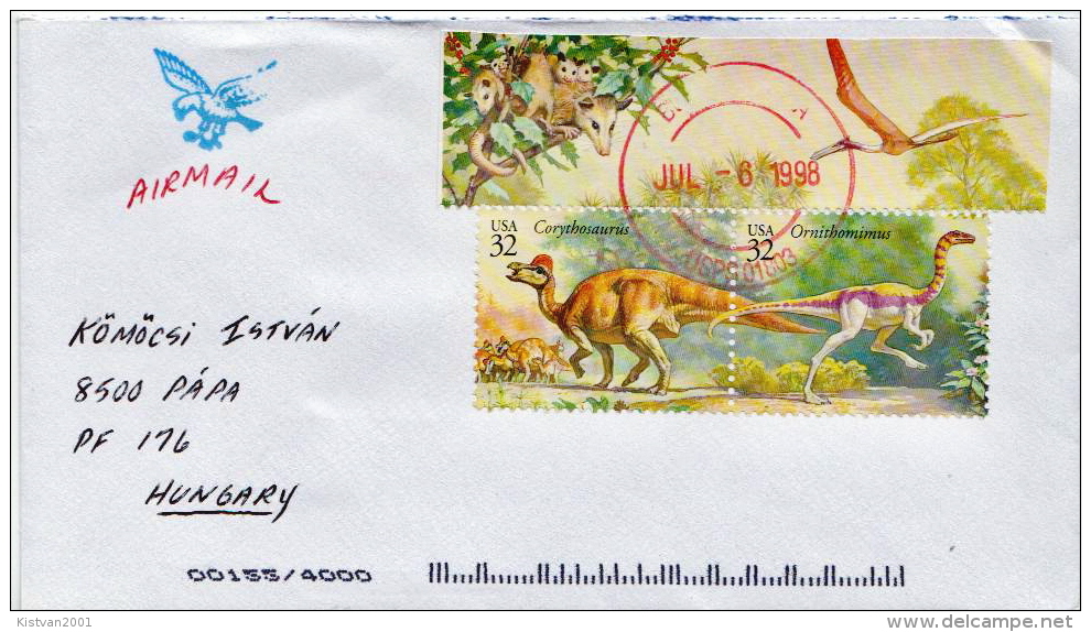 Postal History Cover: USA Prehistoric Animals Stamps On 4 Covers - Prehistóricos