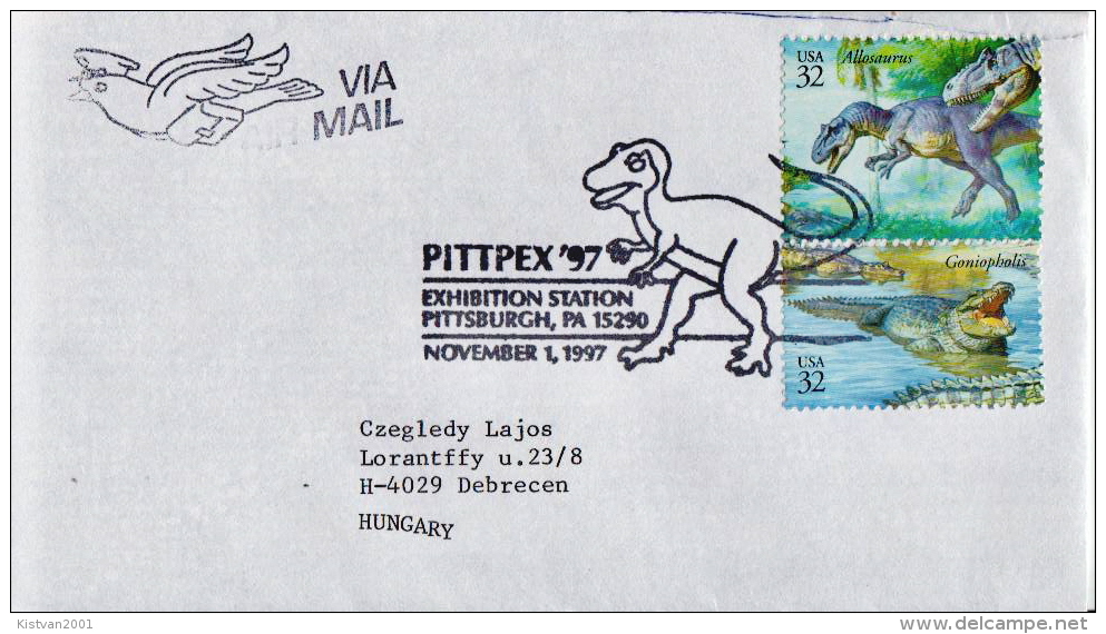 Postal History Cover: USA Prehistoric Animals Stamps On 4 Covers - Prehistóricos