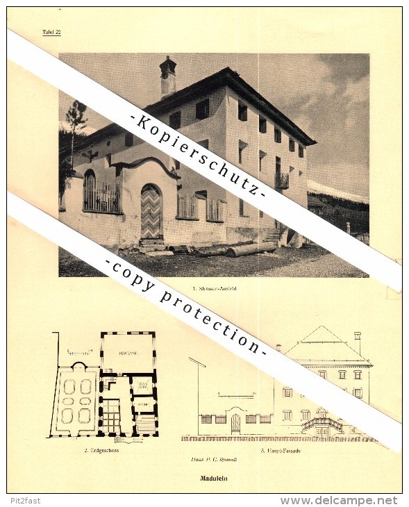 Photographien / Ansichten , 1923 , Madulain Und Ponte / Pontresina  Kr. Oberengadin , Prospekt , Architektur , Fotos !!! - Madulain