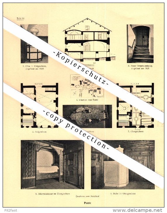 Photographien / Ansichten , 1923 , Bevers / Bever , Ponte / Pontresina , Oberengadin , Prospekt , Architektur , Fotos !! - Bever