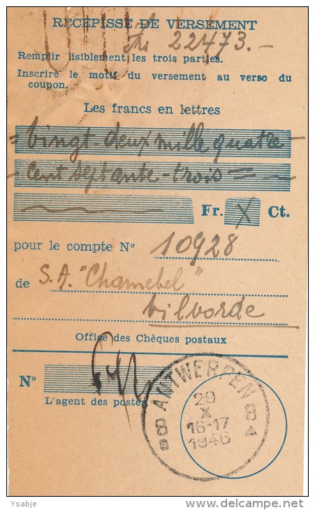 CHAMEBEL - Les Chassis Métallique Belge / Het Belgisch Metalen Raam - Factuur Met Takszegels 31 Dec 1946 - 1900 – 1949