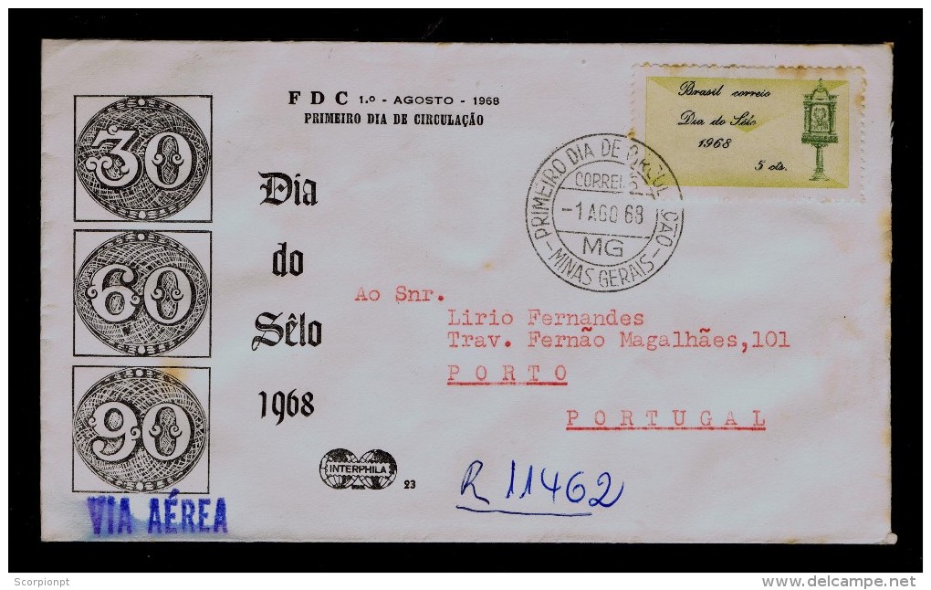 Poste Mail Post Office Courrier Stamps Day´ BRAZIL Fdc 1968 Sp3677 - Post