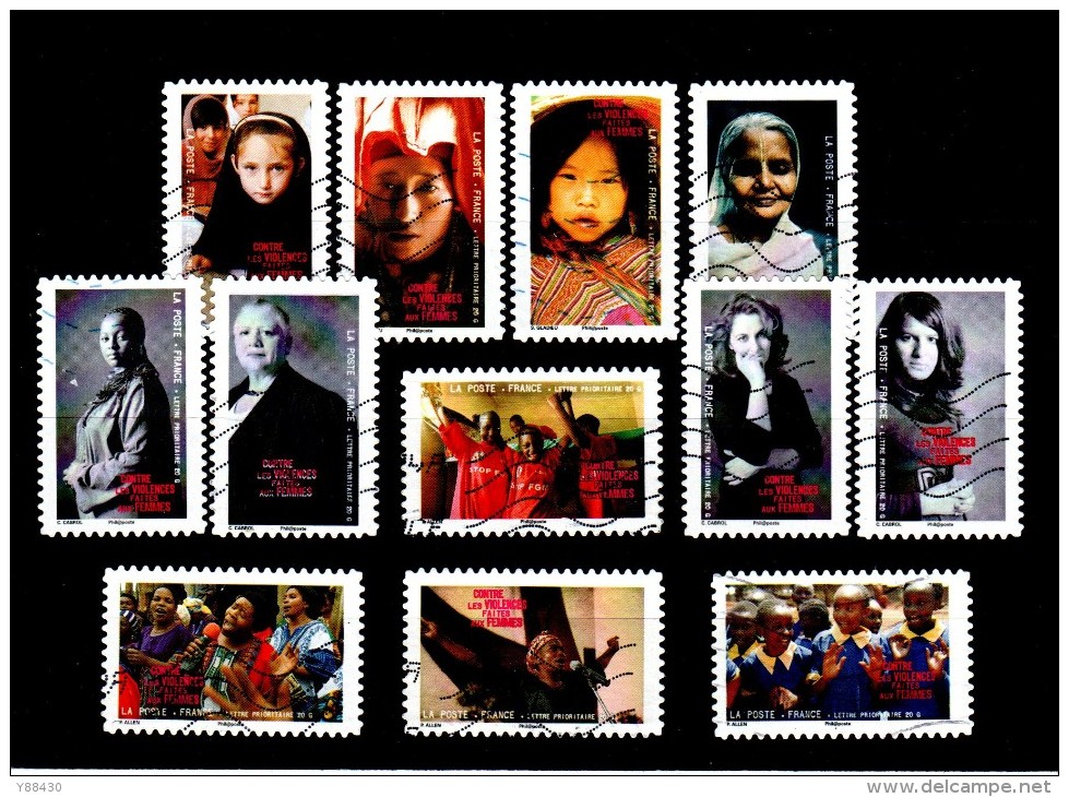 417 Au 428  De  2010 - Adhésif Oblitéré -  Série De 12 Timbres . Contre Les Violences Faites Aux Femmes . Multicolore - Autres & Non Classés