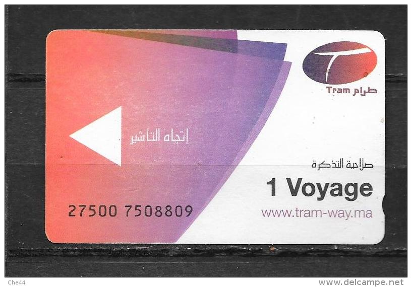 Ticket Tramway. "Rabat" Maroc. (Voir Commentaires) - Monde