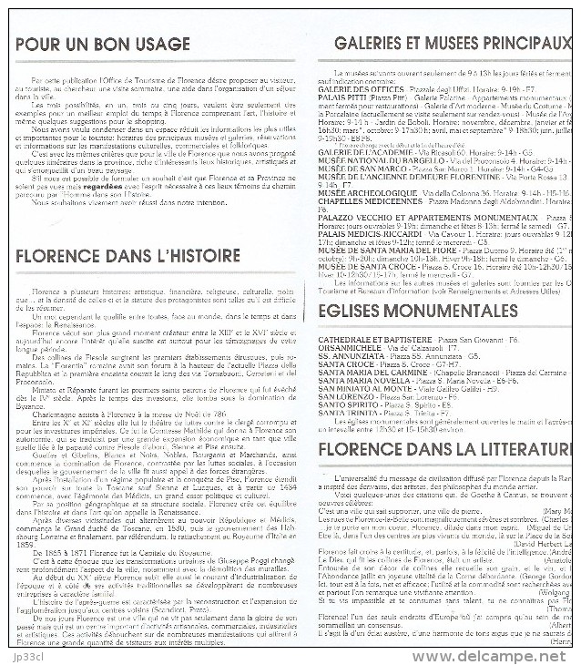 Ancien Dépliant Sur La Ville Et La Province De Florence (1991 - En Français) - Toeristische Brochures