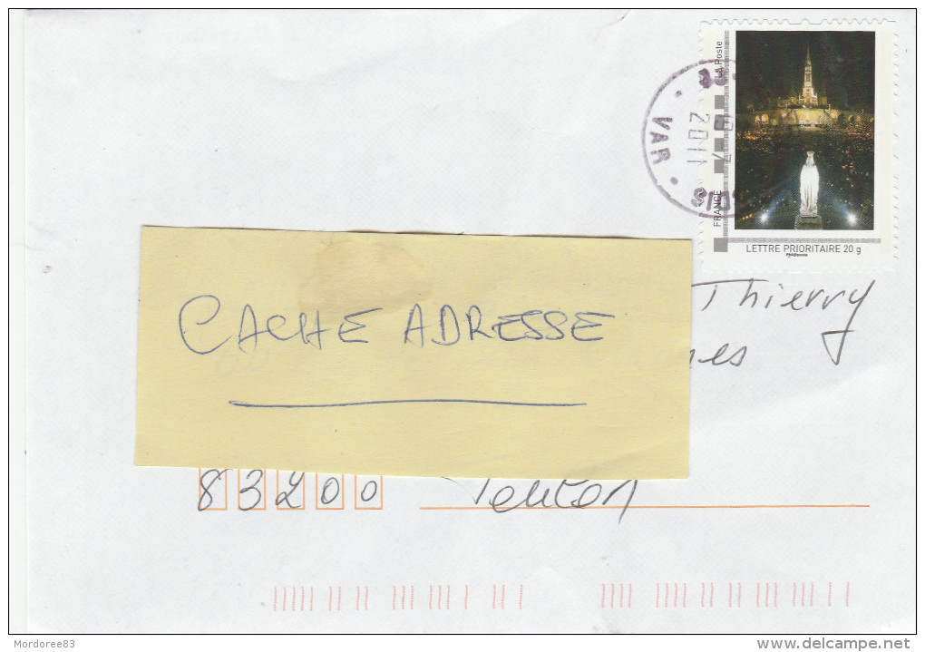 MONTIMBRAMOI ISSU DU COLLECTOR LOURDES SUR LETTRE 19/7/2011 POUR TOULON - Lettres & Documents