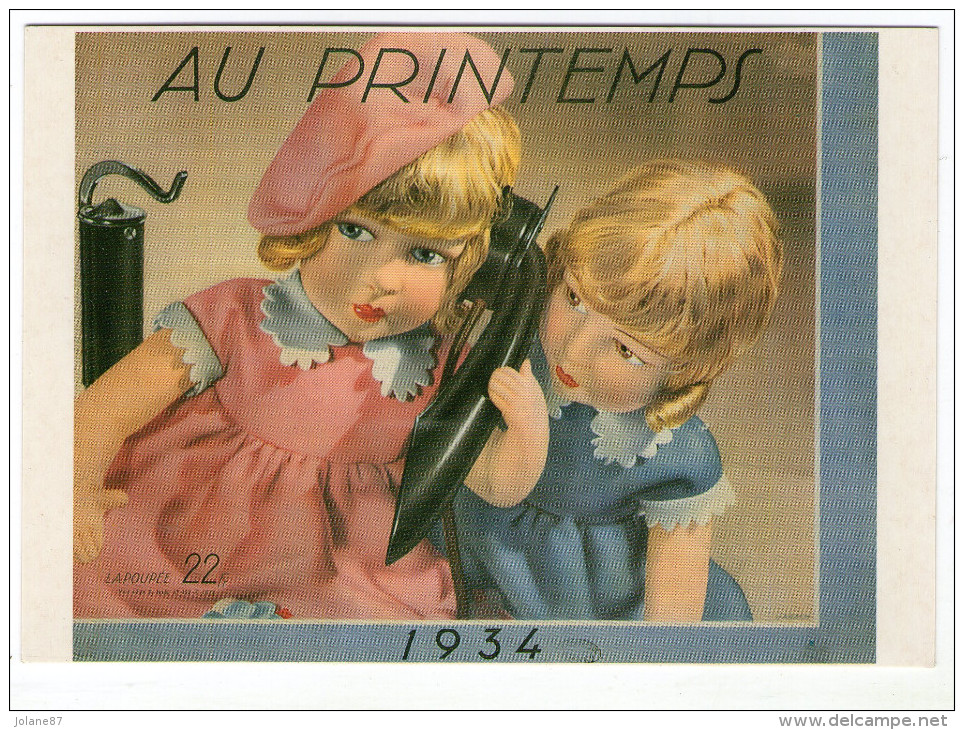 CPM  PUBLICITE   AU PRINTEMPS   1934      COUVERTURE CATALOGUE DESSIN JARACH      POUPEES AU TELEPHONE - Publicité