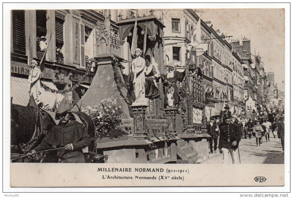 ROUEN-Fête Millénaire Normand--Cortège,char De L'Architecture Normande (très Animée,attelage).....à Saisir - Rouen