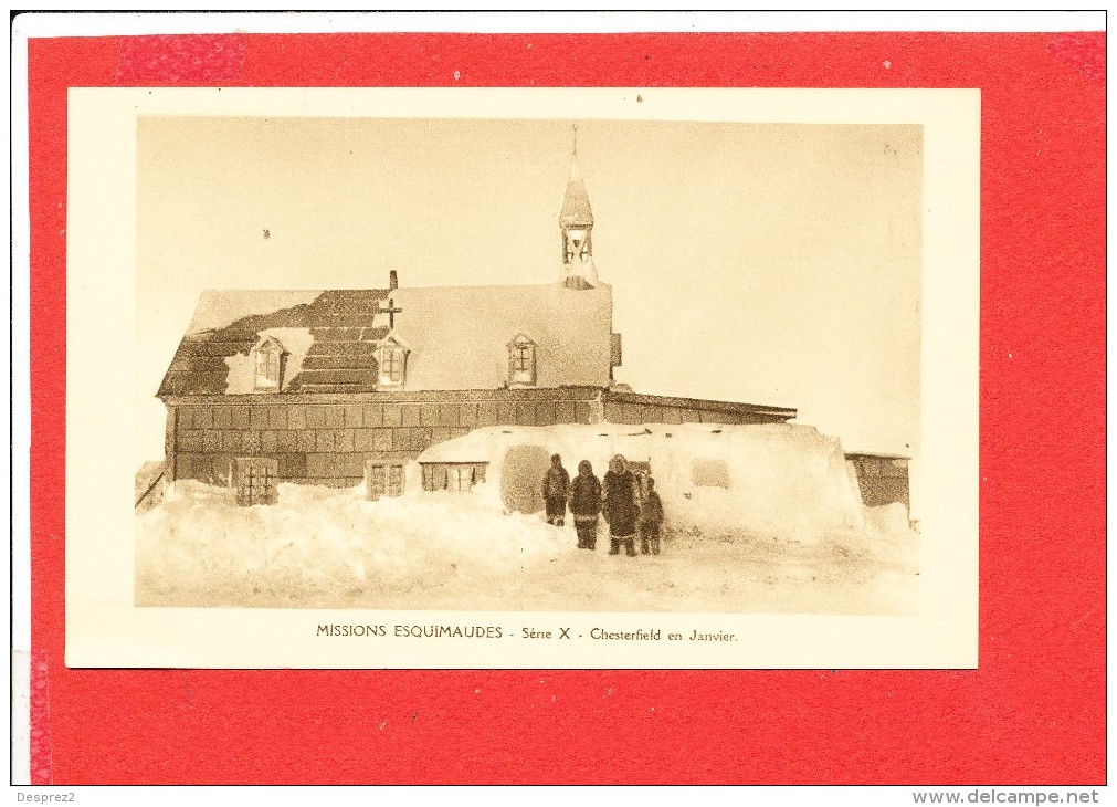 CHESTERFIELD MISSION ESQUIMAUDE Cpa Animée En Janvier Eglise        Série X - Nunavut