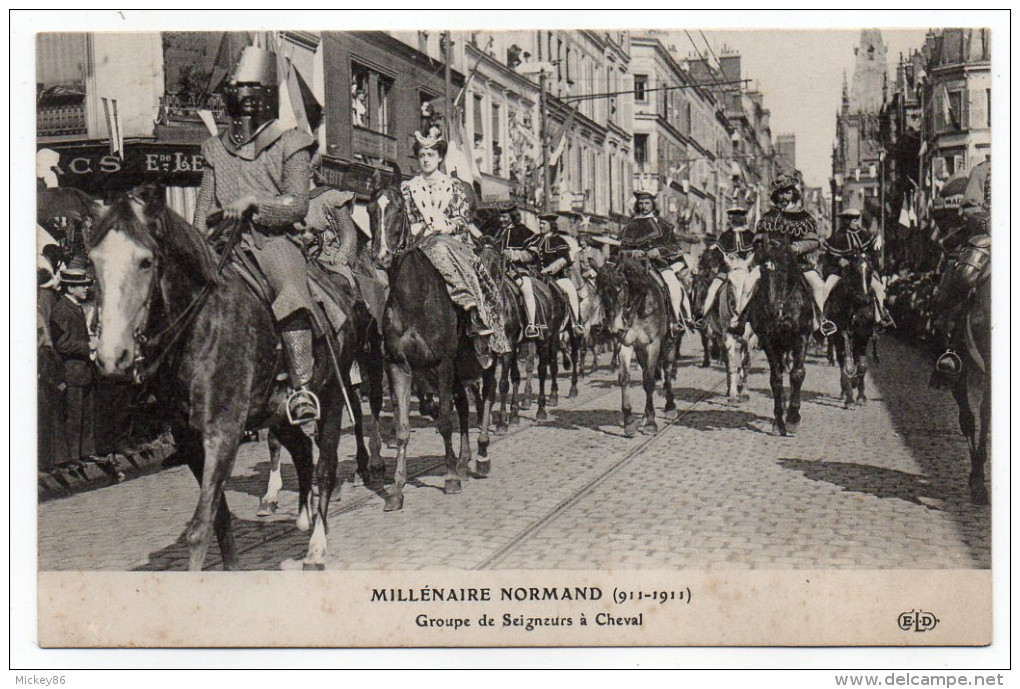 ROUEN-Fête Millénaire Normand--Cortège,Groupe De Seigneurs à Cheval (animée,chevaux).......à Saisir - Rouen
