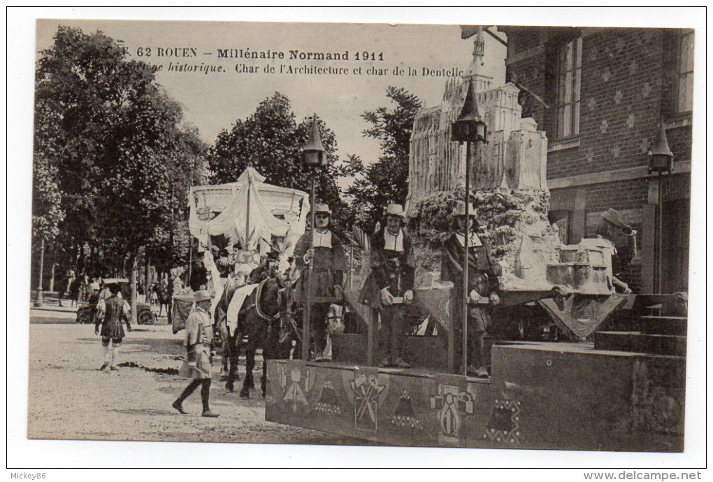 ROUEN-Fête Millénaire Normand--Cortège--Char De L'Architecture Et Char De La Dentelle (très Animée,attelage)....à Saisir - Rouen