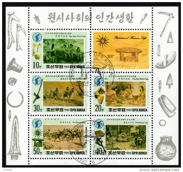 KOREA Nord 1992 - Menschliche Entwicklung - Kleinbogen - Archaeology