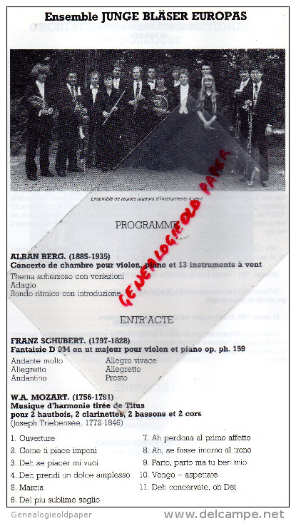 PROGRAMME MUSIQUE BERG EN MIDI PYRENEES- OCT. 1985-FEV. 1986-JACK LANG-ROLAND DUMA JEAN QUEGUINER-PLASSON-MENUHIN-