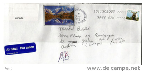 Canada: Timbre Wapiti, Elk, Sur Lettre Adressée En Andorre, Avec Timbre à Date Arrivée Au Recto Enveloppe - Commemorativi