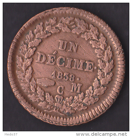 Monaco - Honoré V - Un Décime 1838 MC - Gadoury N°105 - TTB - Charles III.