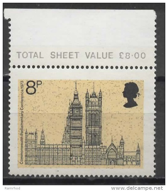 GREAT BRITAIN 1973 19th Commonwealth Parliamentary Conference - 8p Palace Of Westminster, Seen From Whitehall  MNH - Unused Stamps