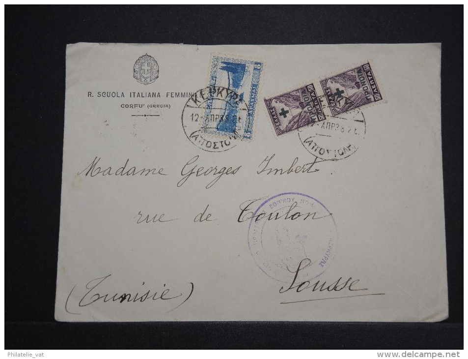 GRECE - Enveloppe Pour Tunis Avec Controle Postal En 1938 - A Voir - Lot P14201 - Briefe U. Dokumente