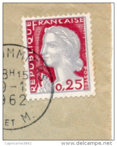 1962 - Marianne De Decaris N°1263 Sur Lettre - Impression Grise Décalée à Droite - Profil Et Cou Dédoublés. - 1960 Marianne De Decaris