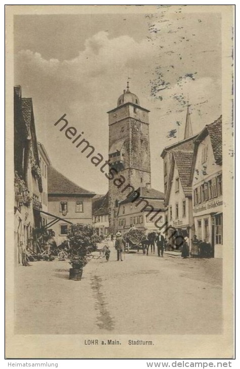 Lohr Am Main - Stadtturm - Pferdefuhrwerk - Verlag Hans Liebe Lohr - Bahnpost Gel. 1928 - Lohr