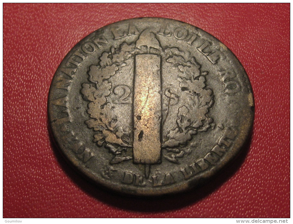 2 Sols 1793 D.. Riorges Louis XVI 3316 - Otros & Sin Clasificación