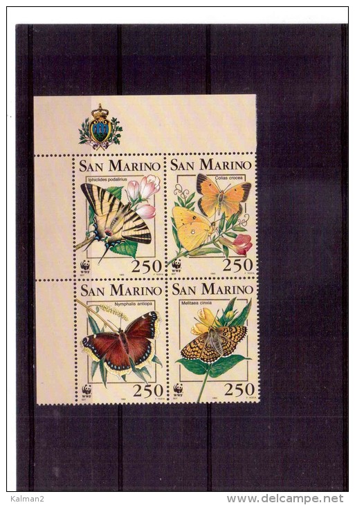 ITA219BIS   -   SAN MARINO   -  SERIE NUOVA** 1993   COMPLETA " WWF - ANIMALI DA PROTEGGERE: FARFALLE " - Unused Stamps