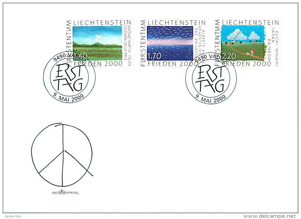 Liechtenstein - 2000 Handicap Physique & Paix Mondiale (unused Serie + FDC) - Briefe U. Dokumente