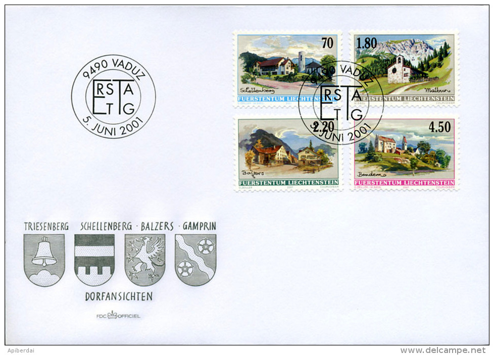 Liechtenstein - 2001 Vues Villageoises (unused Serie + FDC) - Cartas & Documentos