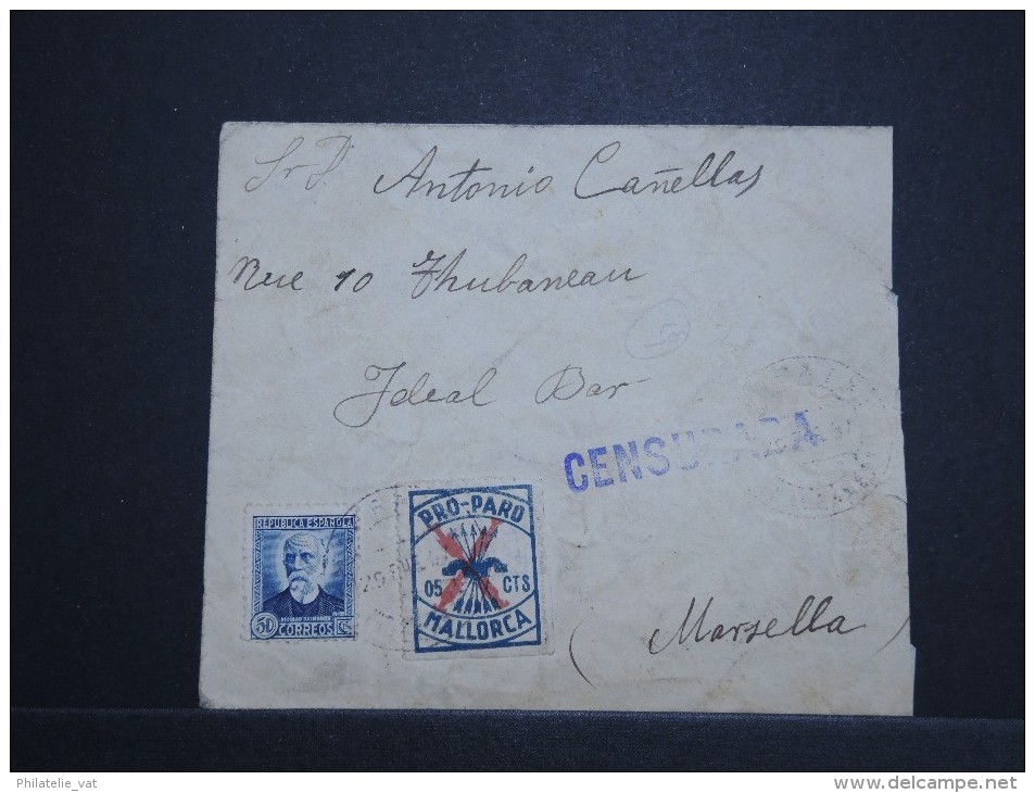 ESPAGNE - Enveloppe Pour Marseille En 1937 Avec Censure - A Voir - Lot P14212 - Marcas De Censura Nacional