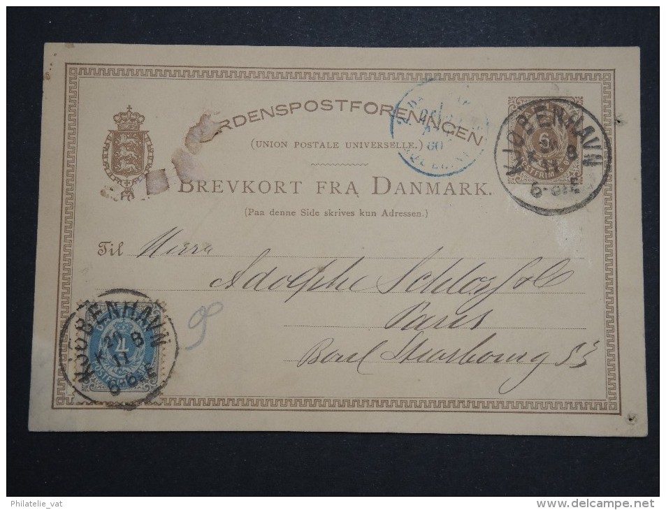DANEMARK - Entier Postal Pour Paris En 1880 - A Voir - Lot P14214 - Ganzsachen