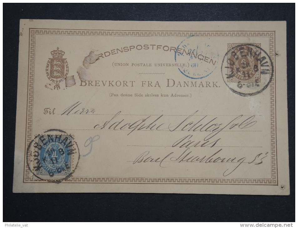 DANEMARK - Entier Postal Pour Paris En 1880 - A Voir - Lot P14214 - Interi Postali