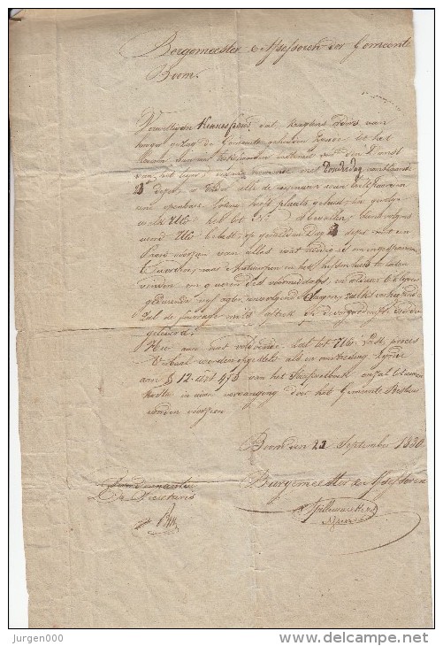 Boom, 22 September 1830, Opeising Paarden Van Dhr. Frans Kennes Voor Inval Van Brussel, Ontstaan Van België (X11231) - Historical Documents