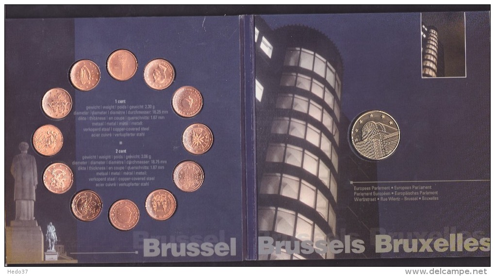 Coffret Des Monnaies De 1c Et 2 C Des 12 Pays De 2002 & 1 Médaille - SUP - Other & Unclassified