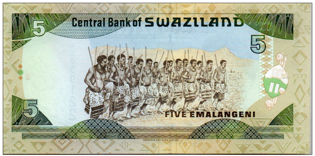 SWAZILAND : 5 Emalangeni 1995 (unc) - Swasiland