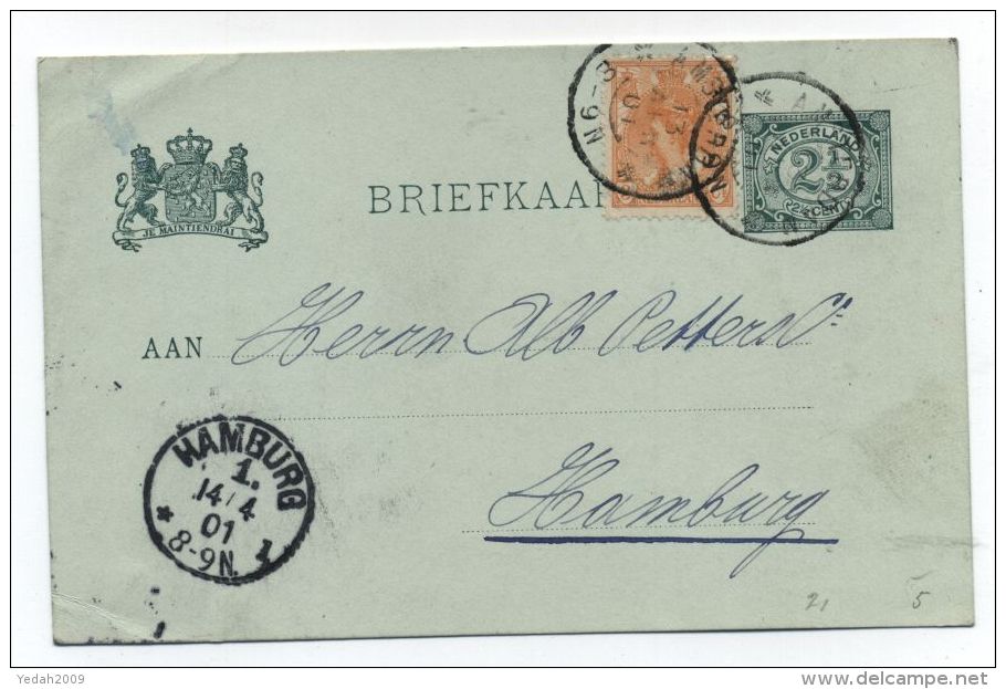 Netherlands/Germany UPRATED POSTAL CARD 1901 - Brieven En Documenten