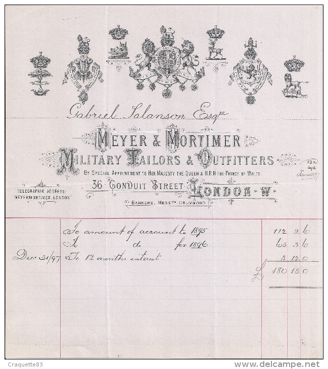 MEYER & MORTIMER  -MILITARY TAILORS & OUTFILLERS  LONDON W. 1895 - United Kingdom