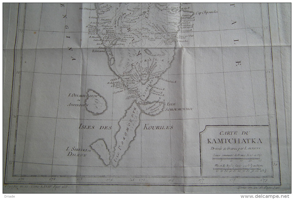 MAPPA CARTA GEOGRAFICA CARTE PENISOLA KAMTCHATKA RUSSIA ANNO 1757 - Carte Geographique