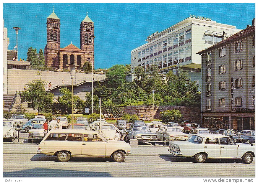 Pirmasens - Rathausplatz Opel Rekord Mercedes 1970 - Pirmasens